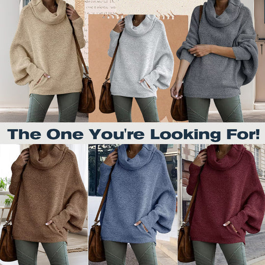R&B | Gemütlicher Batwing-Pullover mit Wasserfallausschnitt und Taschen