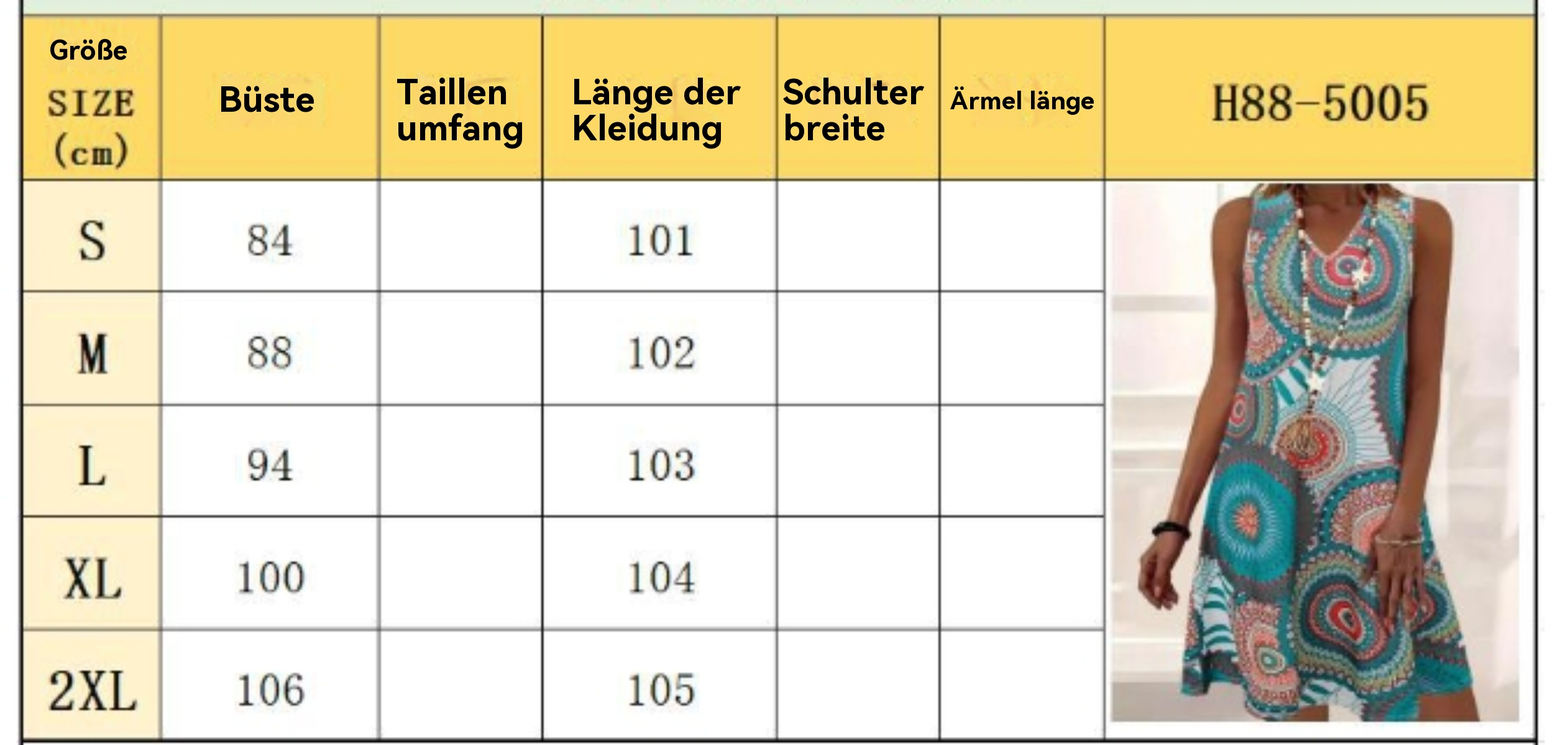 R&B | Bedrucktes lässiges ärmelloses Kleid mit V-Ausschnitt für Damen