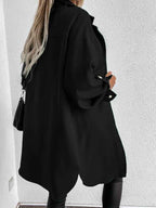 R&B | Bequemes Langarmhemdjacke mit Knöpfen, Wollkragen und Revers