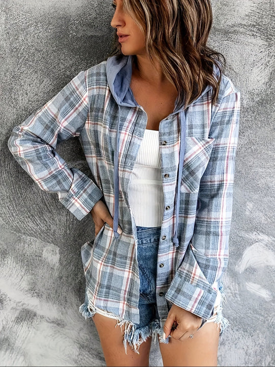 R&B | Karierte Jacke mit Kapuze Baumwolle und Polyester Leger und Komfortabel