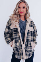 R&B | Karierter Teddyjacke mit Sherpa Polyester-mischung Warm und Bequem