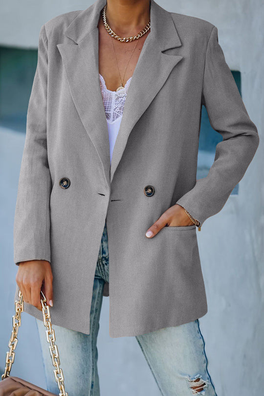 R&B | Doppelreihiger Blazer mit gepolsterten Schultern und Taschen
