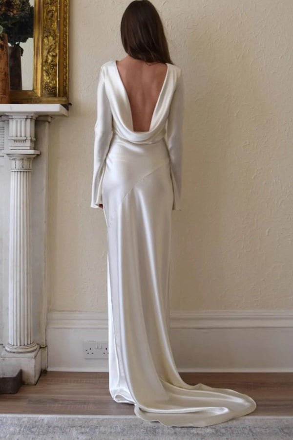 R&B | Pearl Eden Satin Rückwärtig Offene Cowl Neck Gown Maxi Kleid