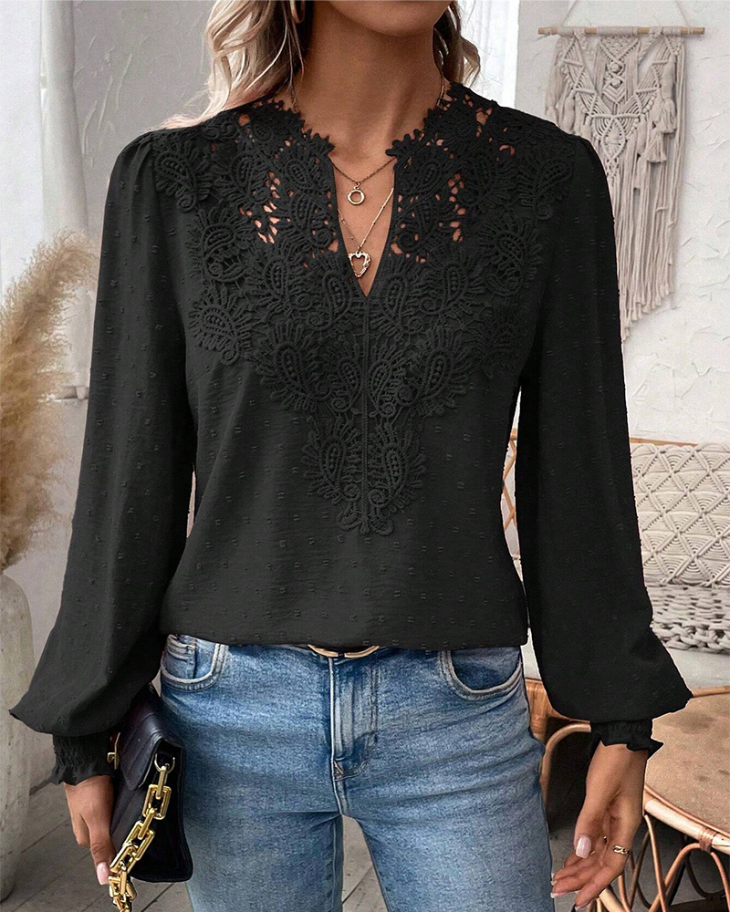 R&B | V-Ausschnitt Spitze Jacquard