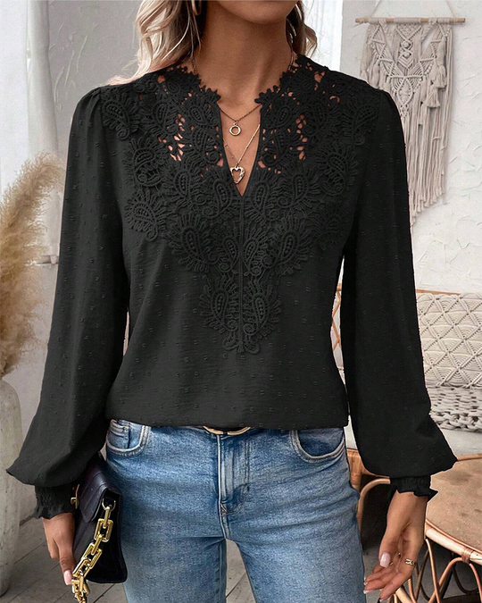 R&B | V-Ausschnitt Spitze Jacquard