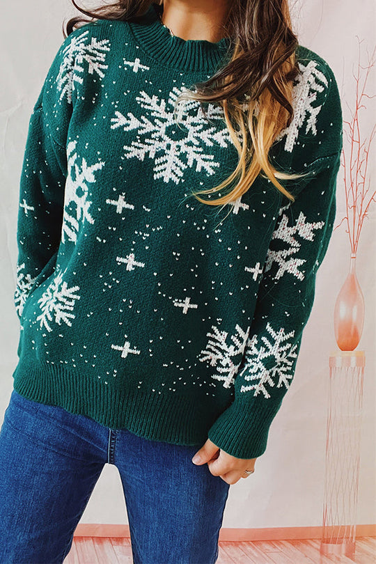 R&B | Weihnachtsmuster Gestrickter Rundhalsausschnitt Langarmpullover