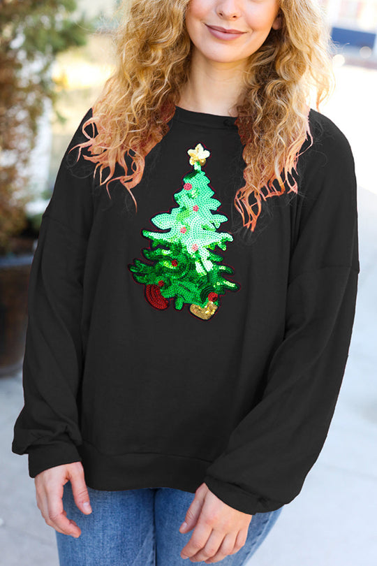 R&B | Weihnachtsbaum Feiertag Pailletten Freizeit Locker Sweatshirt