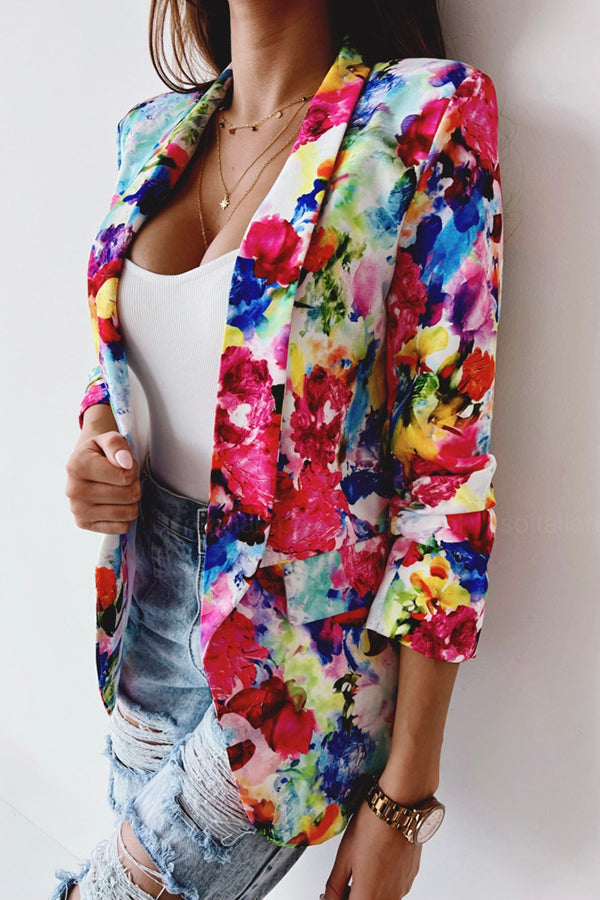 R&B | Freie und Echte Florale Revers Freizeitanzug Blazer