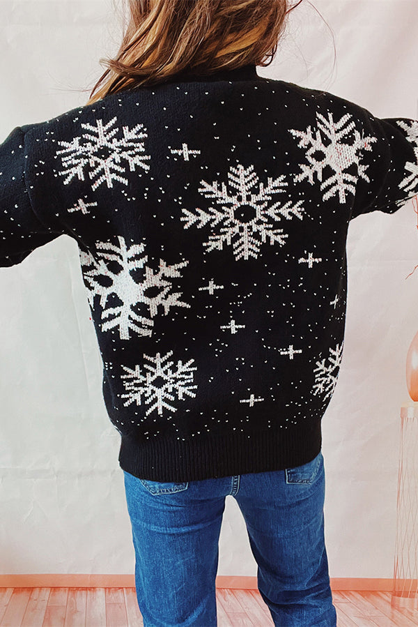 R&B | Weihnachtsmuster Gestrickter Rundhalsausschnitt Langarmpullover