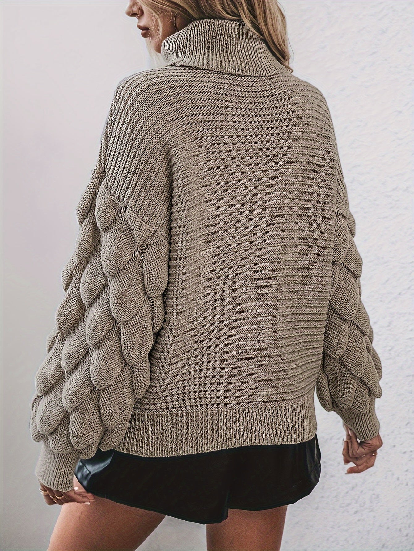 R&B | Strickpullover mit Hohem Kragen Weich und Elegant Einzigartige Ärmel