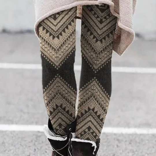 R&B | Leggings Enganliegend Weicher und Atmungsaktiver Strick Geometrisches Muster Vollständig Länglich