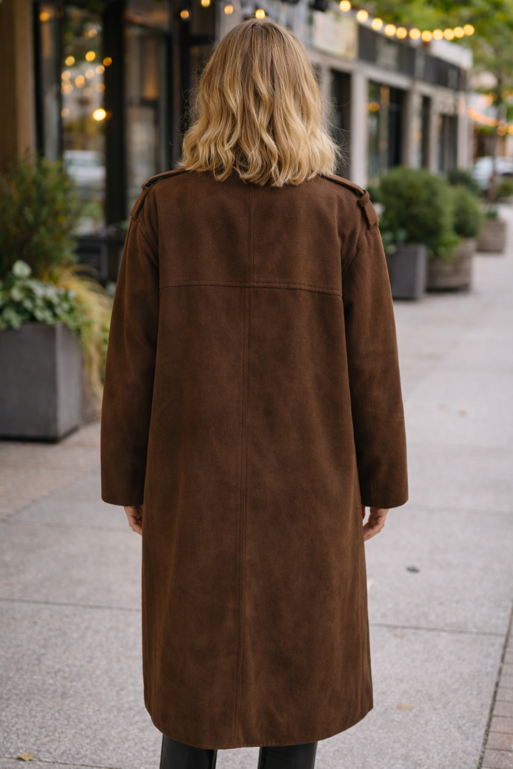 R&B | Brauner Wildleder langer Mantel