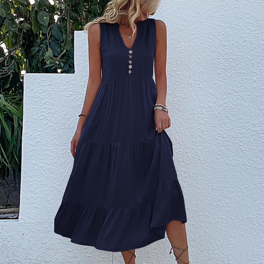 R&B | Ärmelloses lockeres einfarbiges Kleid