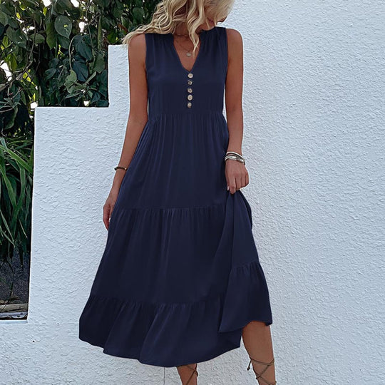 R&B | Ärmelloses lockeres einfarbiges Kleid