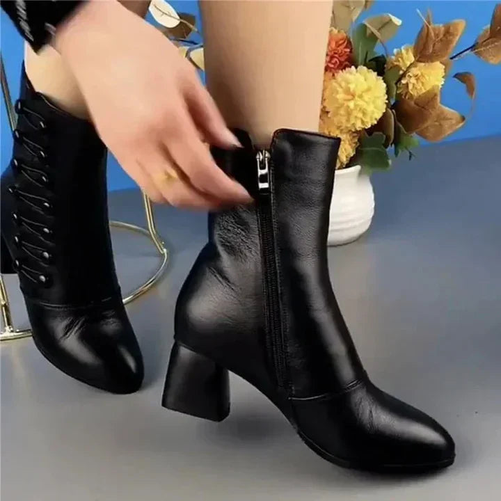 R&B | Leder-Damenstiefel Aus Grobem Leder
