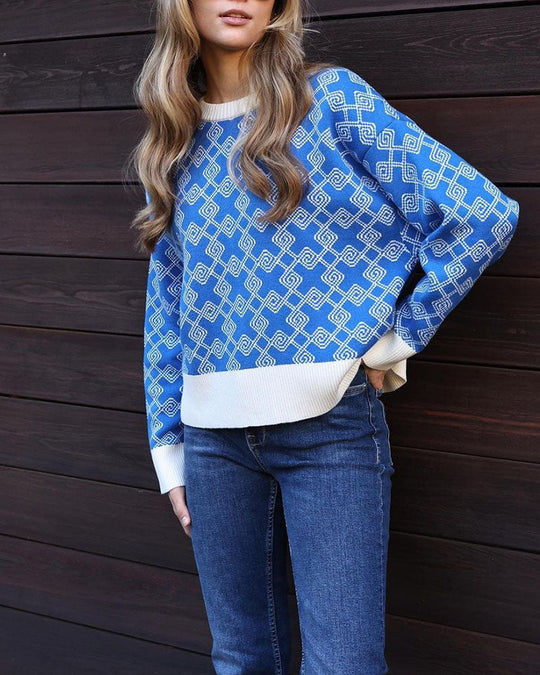 R&B | Muster Strickpullover Weich und Trendy Statement-look