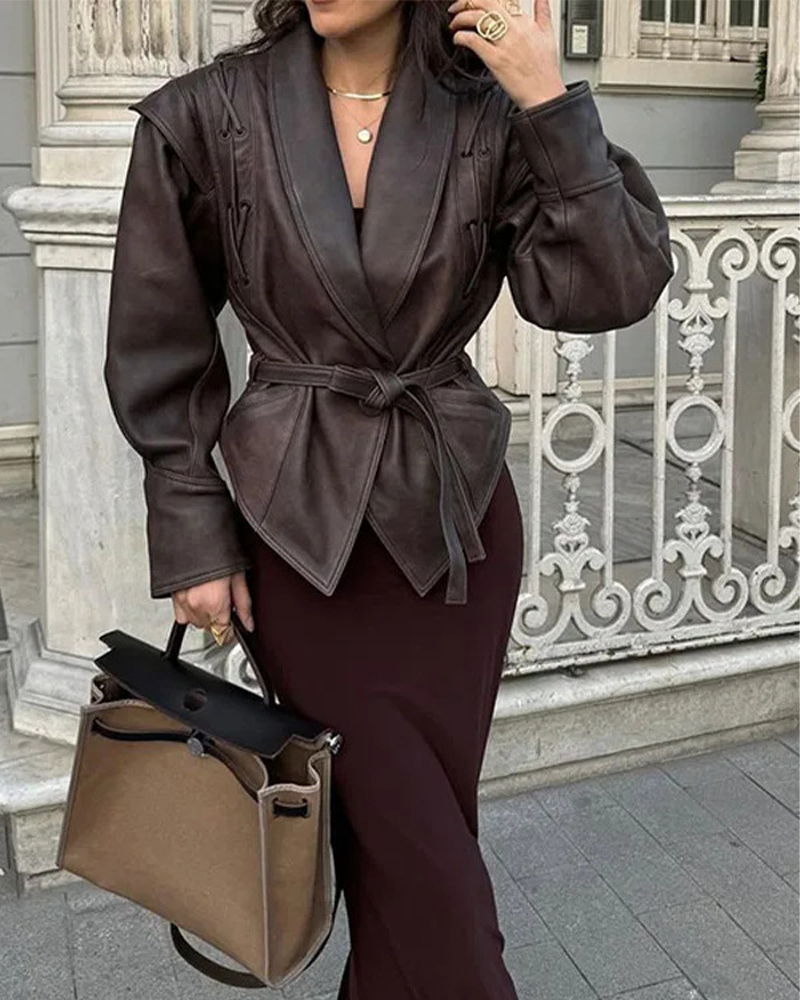R&B | Lederjacke mit langen Ärmeln
