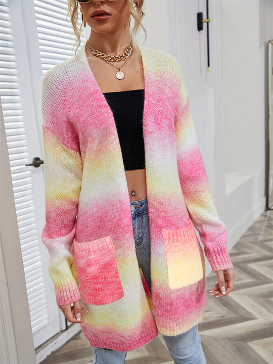 R&B | Engel Flügel Vollgröße Gefütterte Offene Vorderansicht Gradient Cardigan