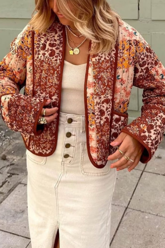 R&B | Lässige kurze Strickjacke gesteppte Baumwolljacke