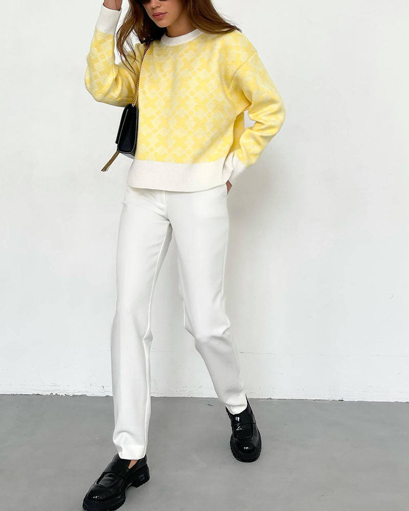 R&B | Muster Strickpullover Weich und Trendy Statement-look