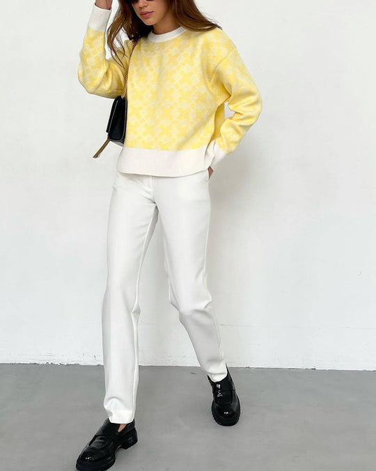 R&B | Muster Strickpullover Weich und Trendy Statement-look