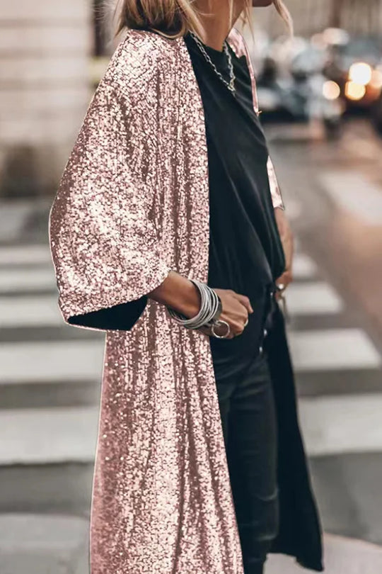 R&B – Modischer Pailletten-Cardigan