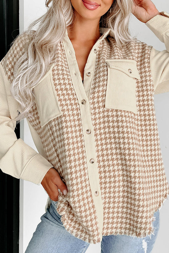 R&B | Hundezahn Muster Hemdjacke Baumwollmischung Trendy und Komfortabel