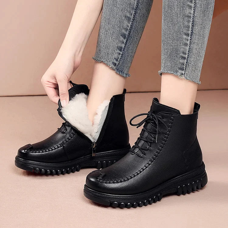 R&B | Damen Warme Leder Martin Stiefel