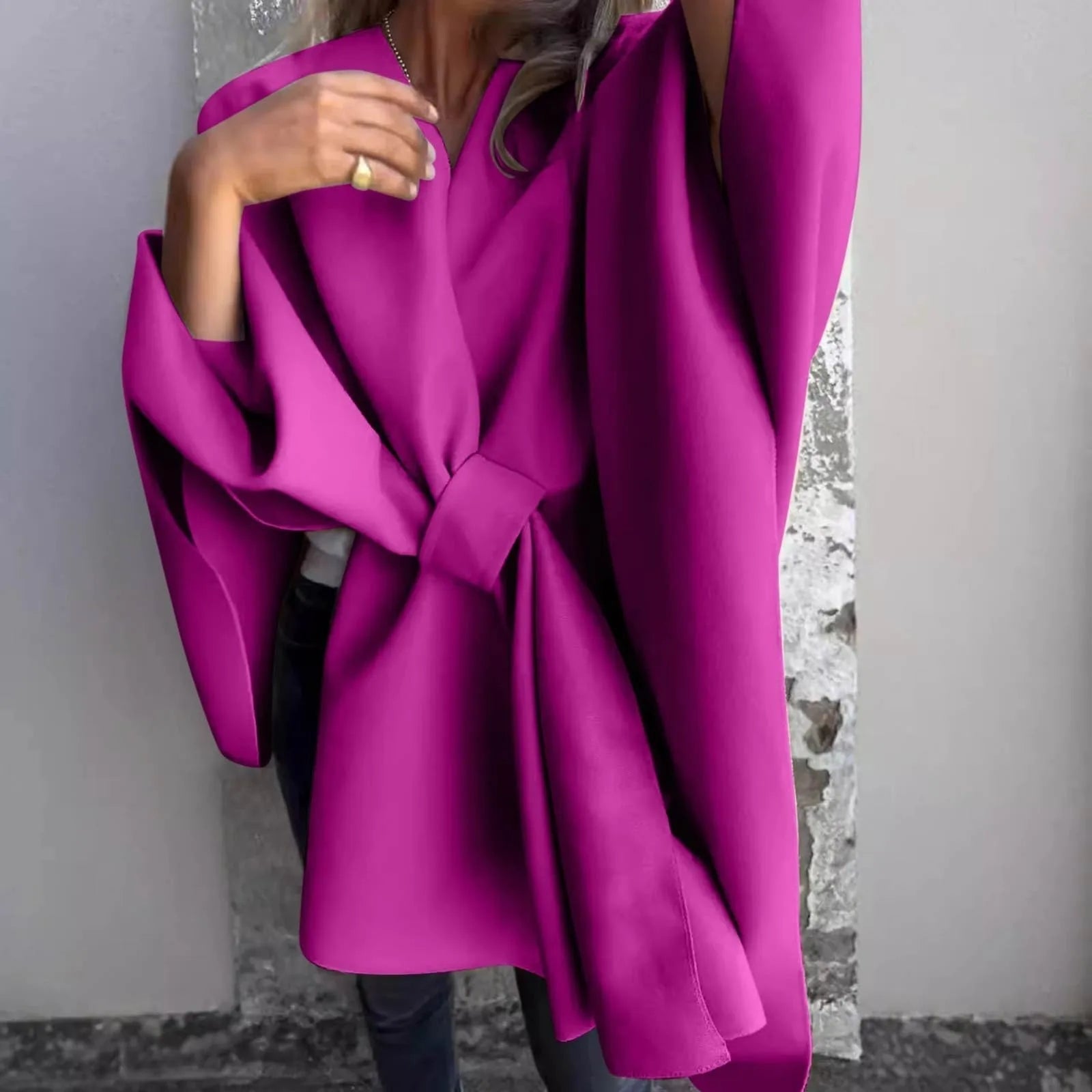 R&B | Strick-Longcardigan mit Fledermausärmeln