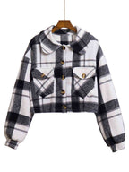 R&B | Karierter Knopf-Front-Jacke mit Taschen
