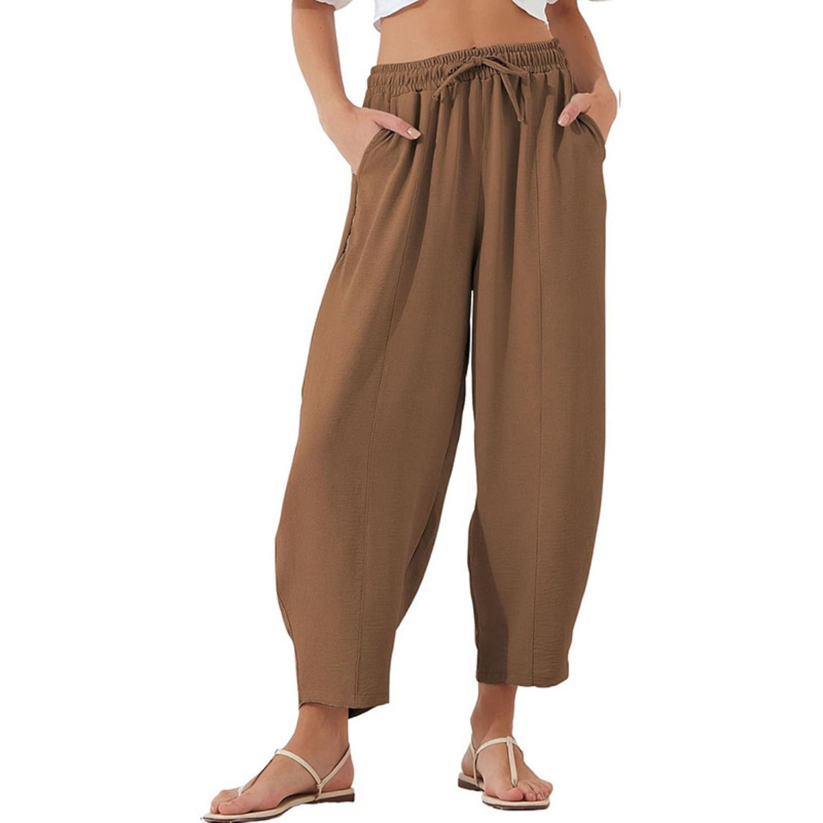 R&B | Locker lässige Neun-Punkt-Hose mit Kordelzug und elastischer Taille