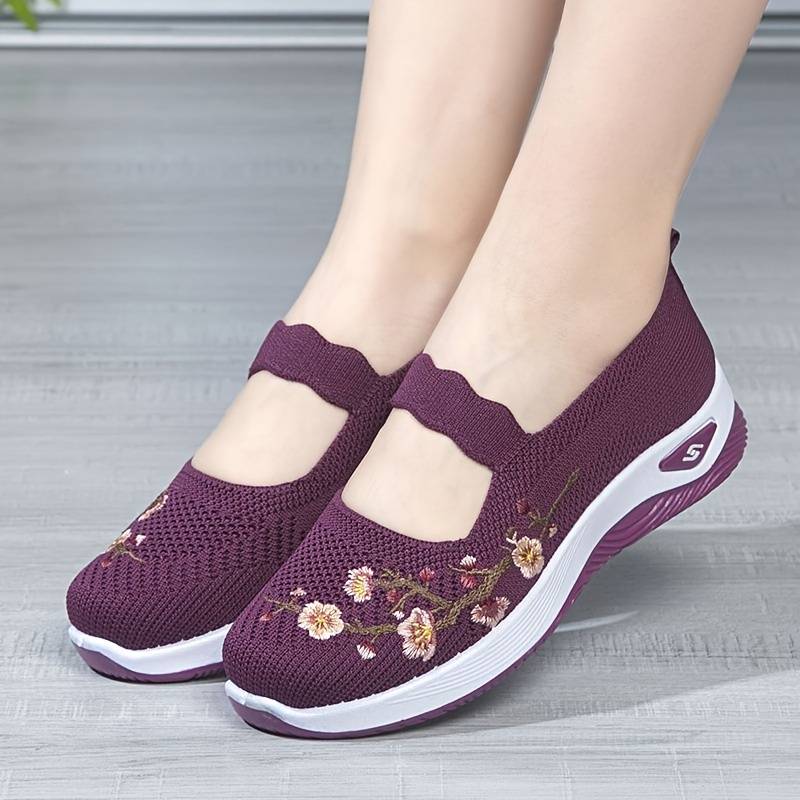 Orthopädische Florale Schwarze SlipOns R&B