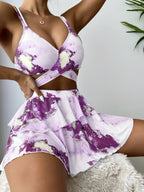R&B | Dreiteiliges Bikini-Set mit Marmordruck