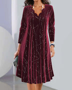 R&B | Kleid mit V-Ausschnitt und Langen Ärmeln