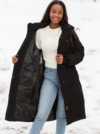 R&B | Lang mit Abnehmbarer Kapuze für Damen Ideal für Den Winter