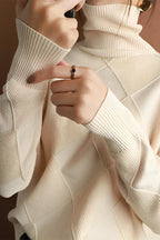 R&B | Pullover - Damen Diamant Strick Rollkragenpullover