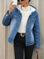 R&B | Denimjacke mit Sherpa-futter und Kapuze Baumwolle/polyester Warm und Modern