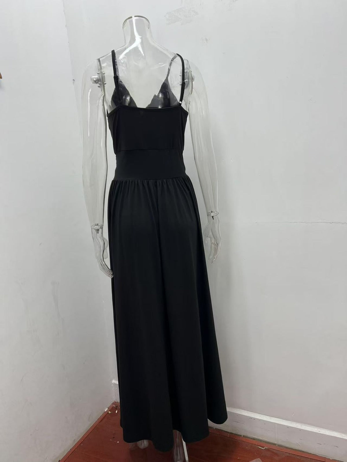 R&B | V-Ausschnitt Hosenträger ärmellos sexy rückenfreies farblich passendes Kleid