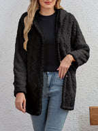 R&B | Fluffy Kapuzenjacke mit Knöpfen Polyester Weich und Warm