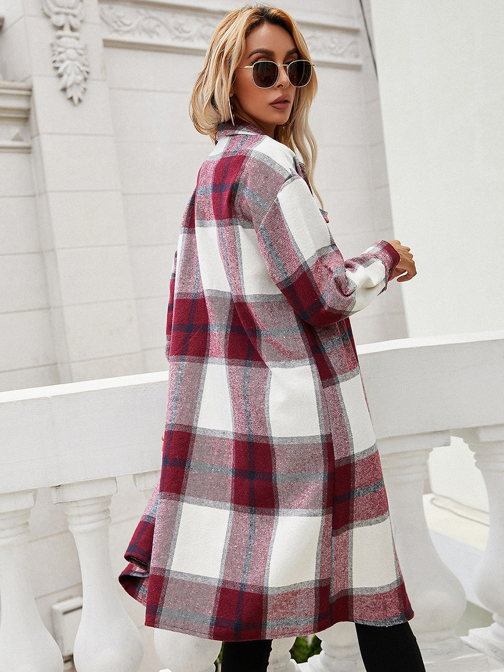 R&B | Karierte Longline Hemdjacke
