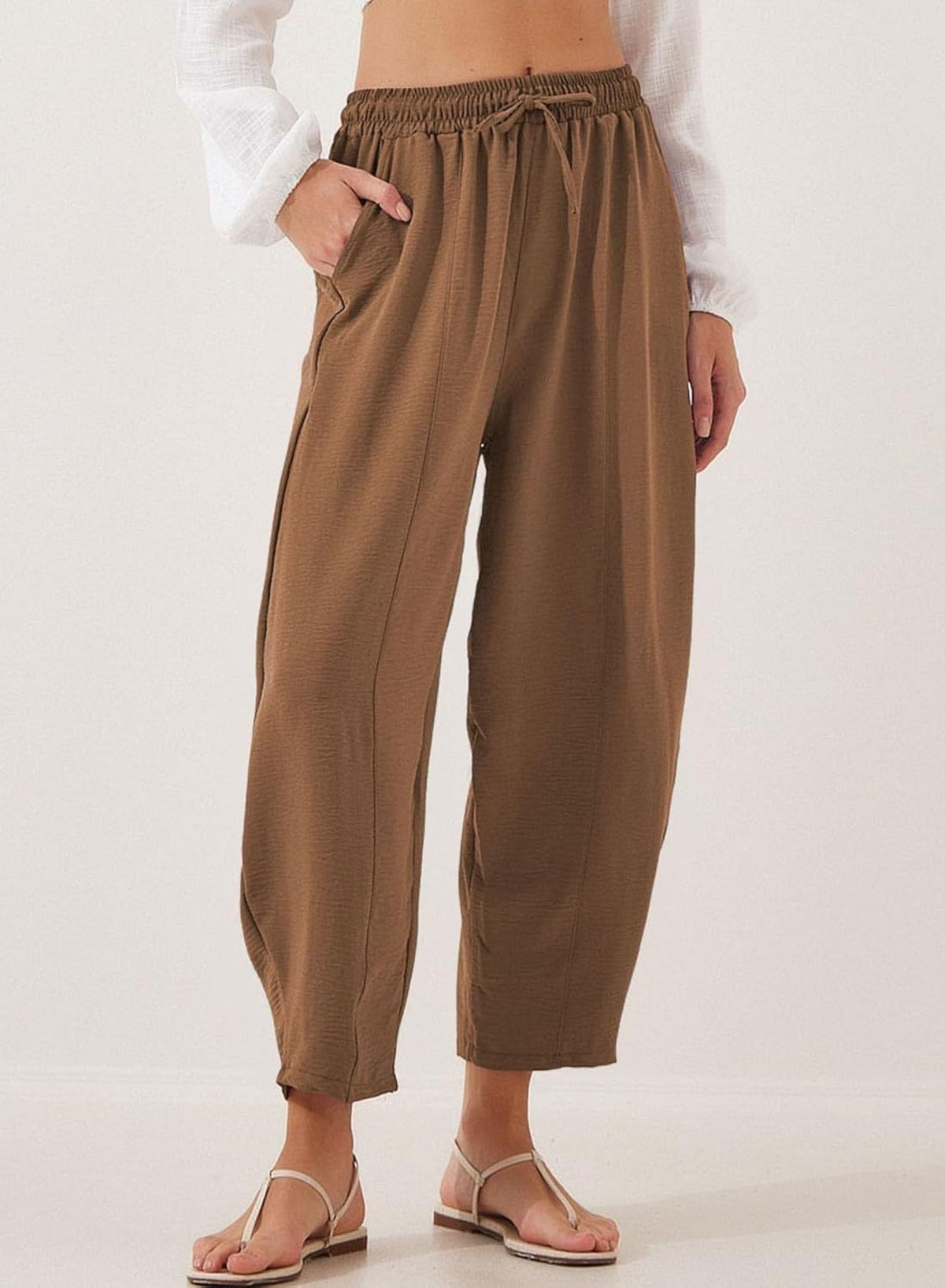 R&B | Locker lässige Neun-Punkt-Hose mit Kordelzug und elastischer Taille