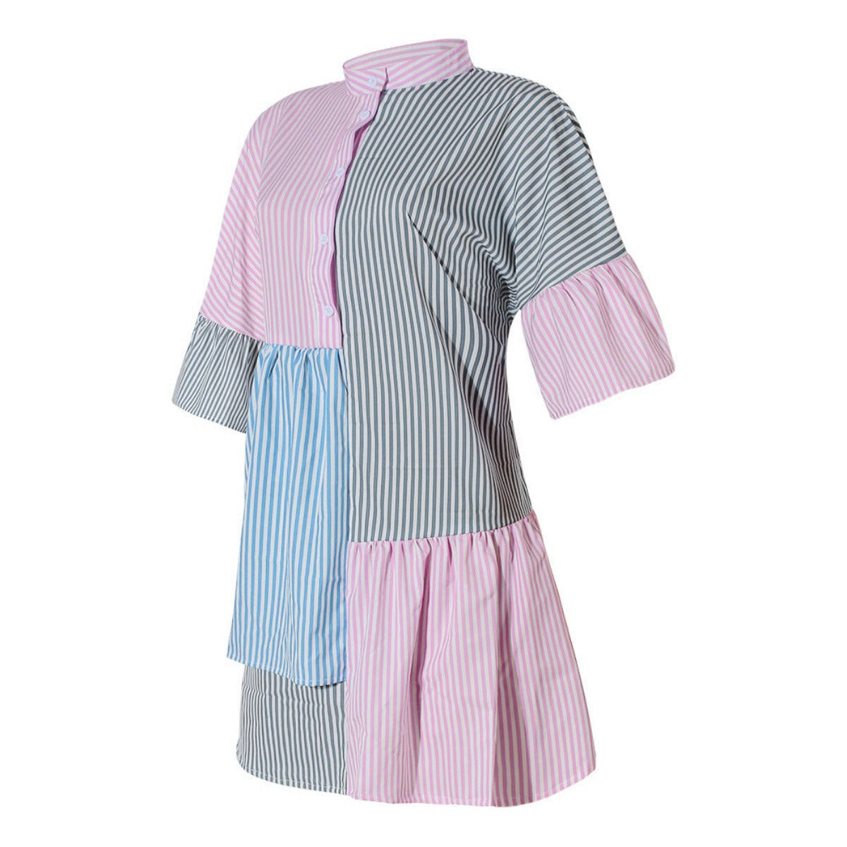 R&B | Gestreiftes Kleid mit kontrastierendem Print