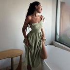 R&B | Neckholder-Kleid aus Baumwolle mit Hosenträgern