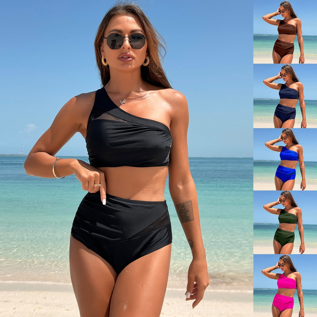 R&B | Ein-Schulter-Bikini-Badeanzug