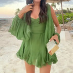 R&B | Langärmeliges Neckholder-Kleid aus Mesh