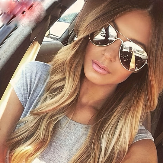 R&B | Klassische Aviator-Sonnenbrille mit Goldenem Rahmen für Damen