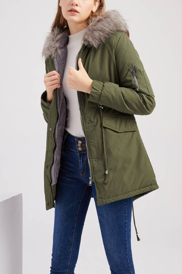 R&B | Winter warmer Fleece-Mantel mit Baumwoll-Steppjacke