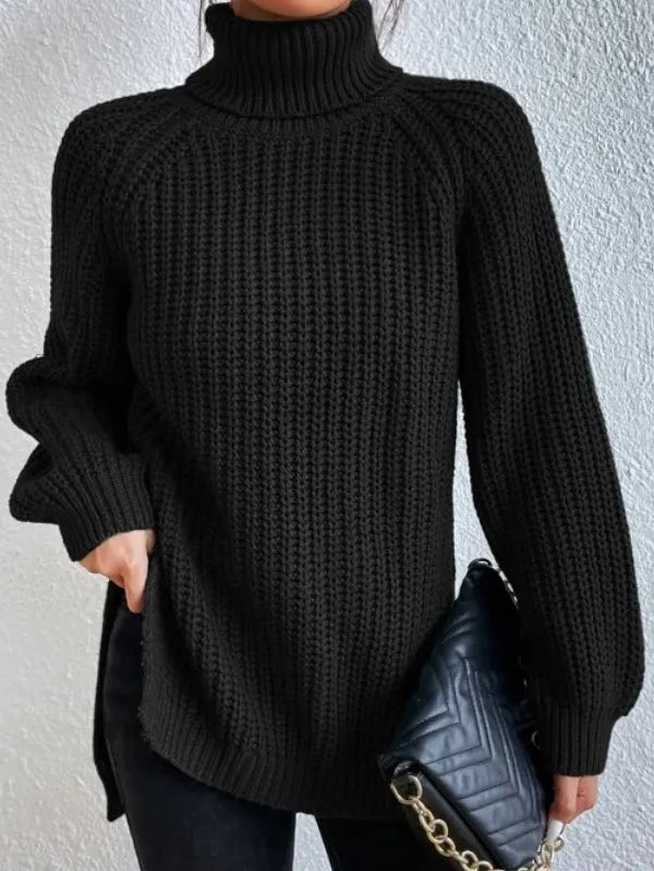 EB-rollkragenpullover Mit Raglanärmel Und Geteiltem Saum