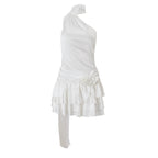 R&B | Ein-Wort-Schulter-Satin-Neckholder-Kleid