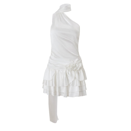 R&B | Ein-Wort-Schulter-Satin-Neckholder-Kleid